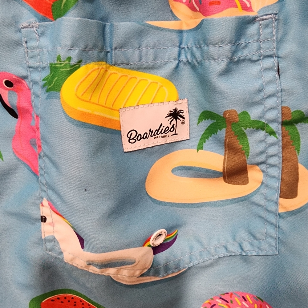 Boardies Apparel Swim Trunks Flamingos Unicorn Donuts Watermelon size Medium - Picture 7 of 8